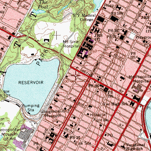 Topographic Map of Churchill School, NY