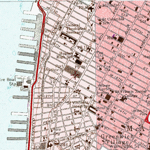 Topographic Map of Corlears School, NY