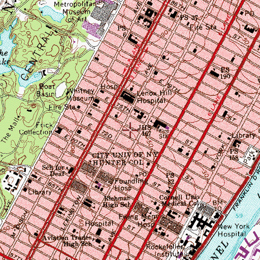 Topographic Map of Dalcroze School of Music, NY