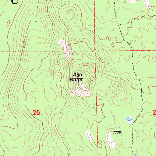 Topographic Map of Ash Butte, CA