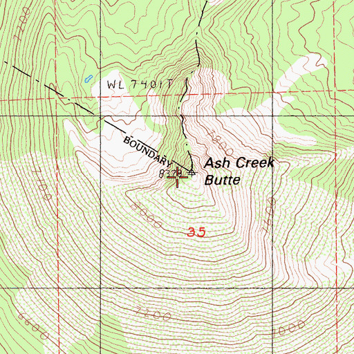 Topographic Map of Ash Creek Butte, CA