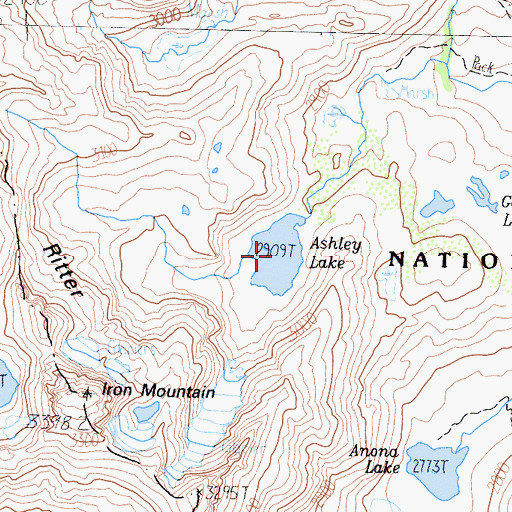 Topographic Map of Ashley Lake, CA