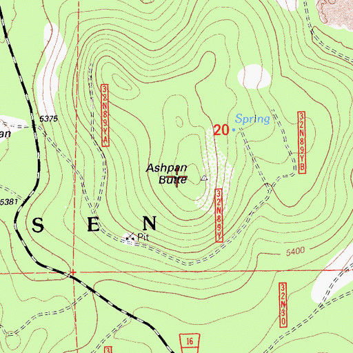 Topographic Map of Ashpan Butte, CA