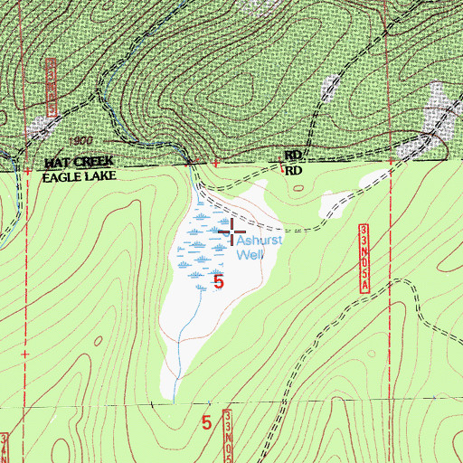 Topographic Map of Ashurst Well, CA