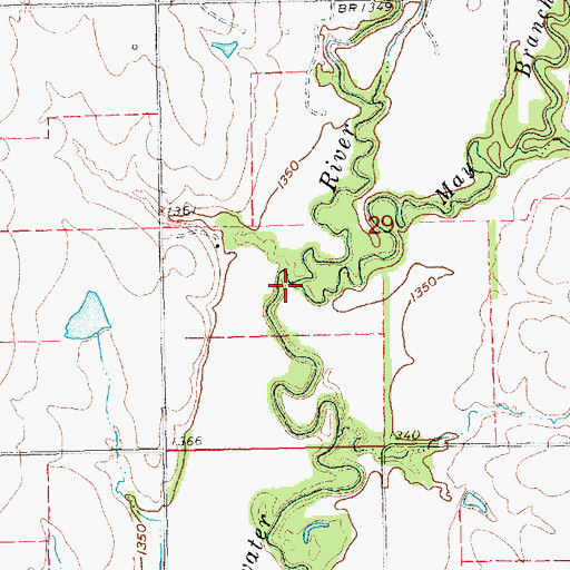 Topographic Map of May Branch Whitewater River, KS