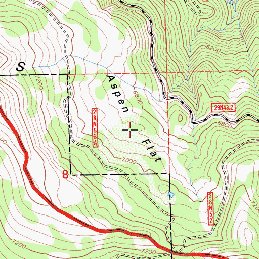 Topographic Map of Aspen Flat, CA