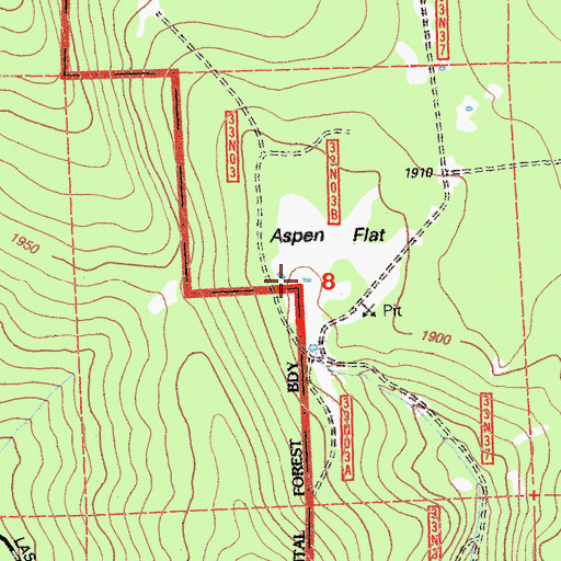 Topographic Map of Aspen Flat, CA
