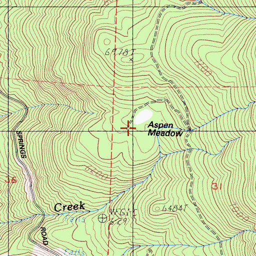 Topographic Map of Aspen Meadow, CA