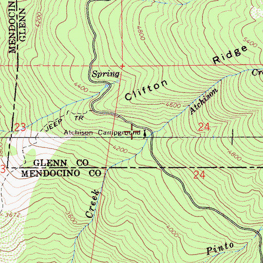 Topographic Map of Atchison Campground, CA