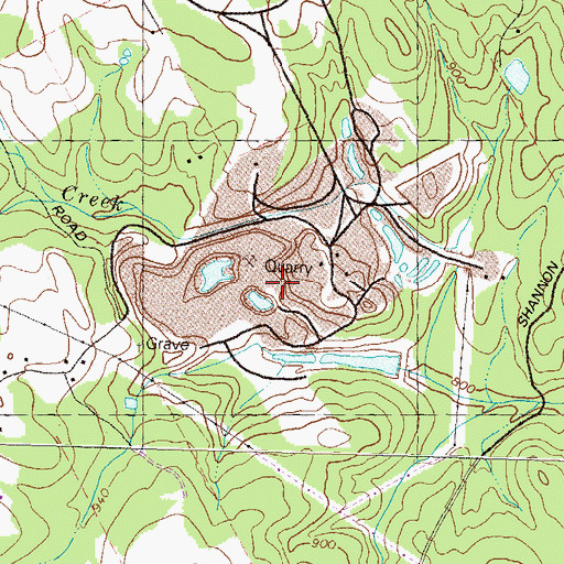 Topographic Map of Grayson Quarry, GA