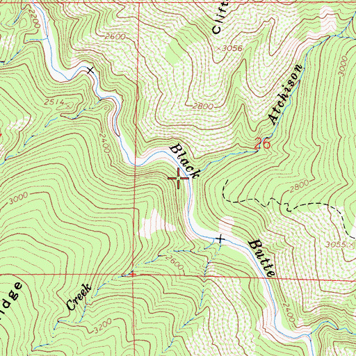 Topographic Map of Atchison Creek, CA