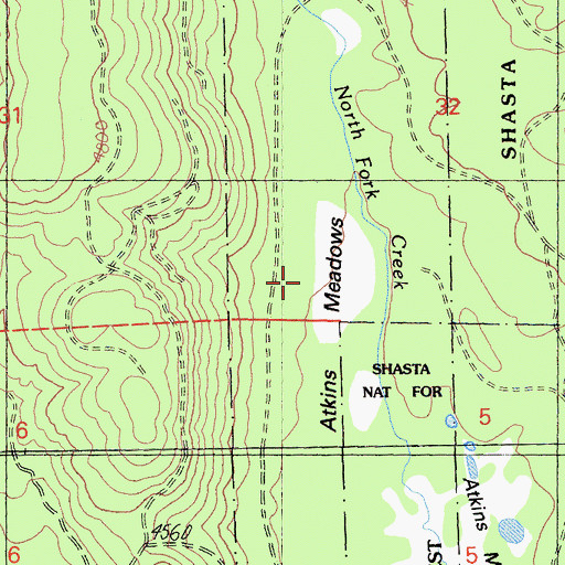 Topographic Map of Atkins Meadows, CA