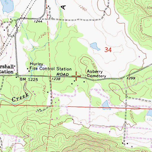 Topographic Map of Auberry Cemetery, CA