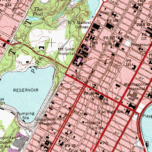 Topographic Map of Ecole Libre Des Hautes Etudes, NY