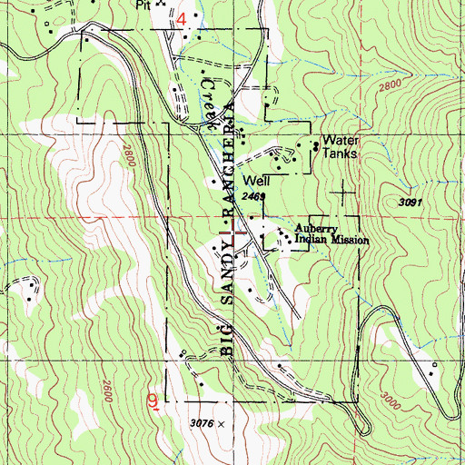 Topographic Map of Auberry Indian Mission, CA