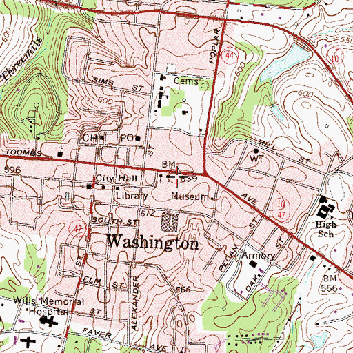 Topographic Map of Robert Toombs House, GA