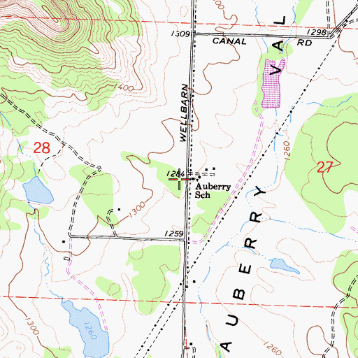 Topographic Map of Auberry School, CA