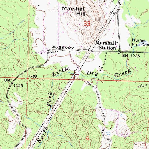 Topographic Map of Auberry Valley, CA