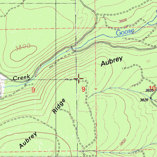 Topographic Map of Aubrey Ridge, CA