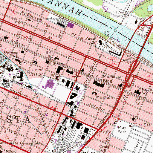 Topographic Map of Woodrow Wilson Boyhood Home, GA