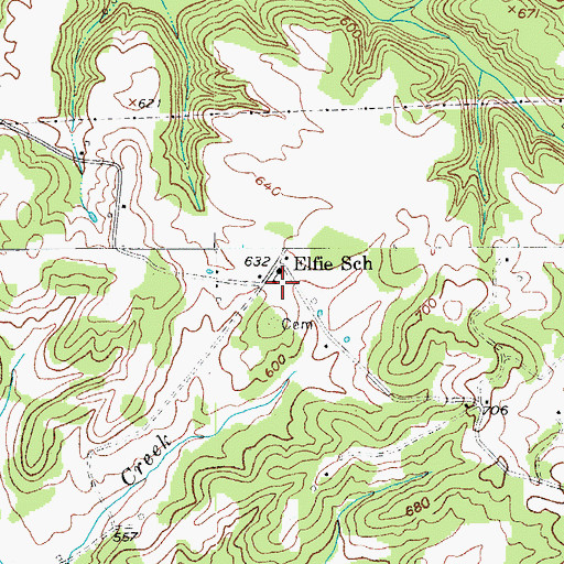 Topographic Map of Elfie, KY