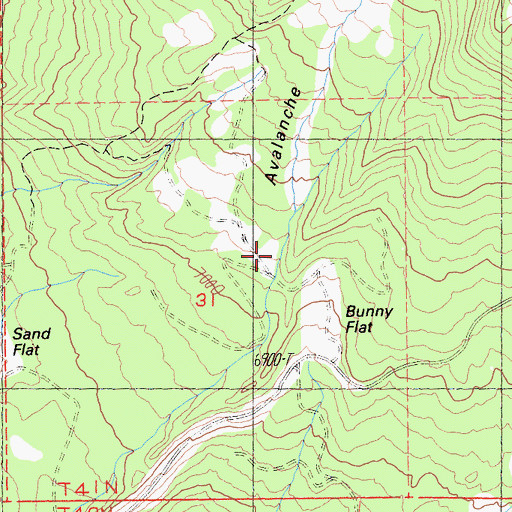 Topographic Map of Avalanche Gulch, CA
