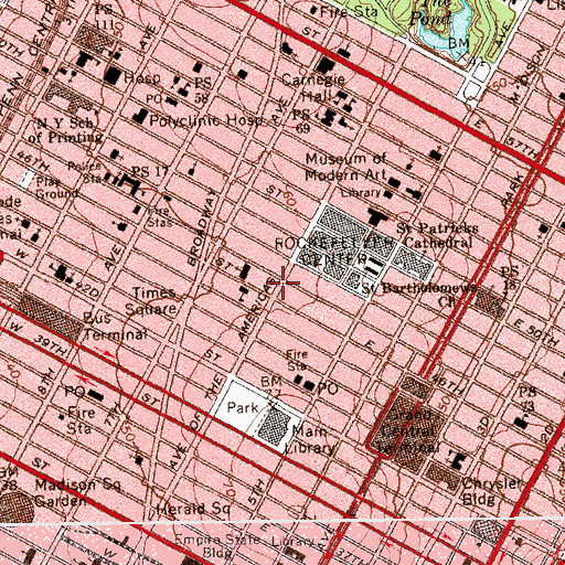 Topographic Map of Avenue Playhouse (historical), NY