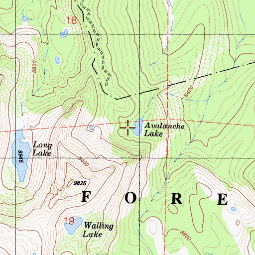 Topographic Map of Avalanche Lake, CA