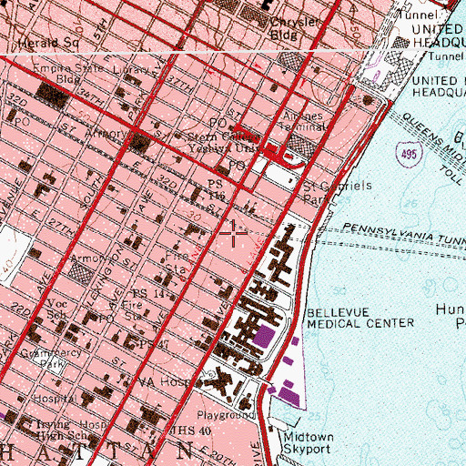 Topographic Map of Bay Cinema (historical), NY
