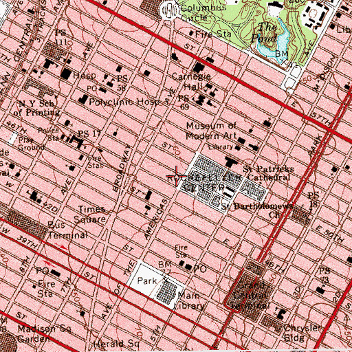 Topographic Map of Belmont Theatre (historical), NY