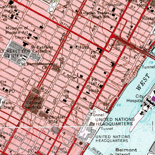 Topographic Map of Beverly Theater (historical), NY