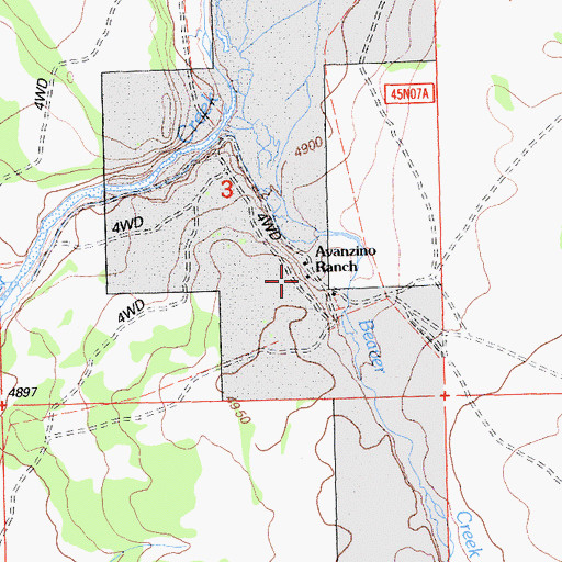 Topographic Map of Avanzino Ranch, CA