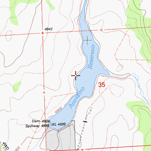 Topographic Map of Avanzino Reservoir, CA