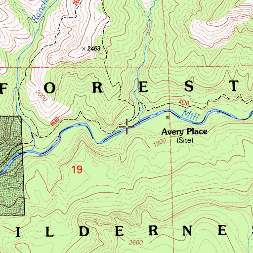 Topographic Map of Avery Creek, CA