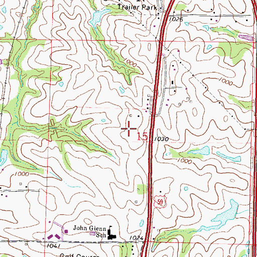 Topographic Map of Living Hope Church, MO