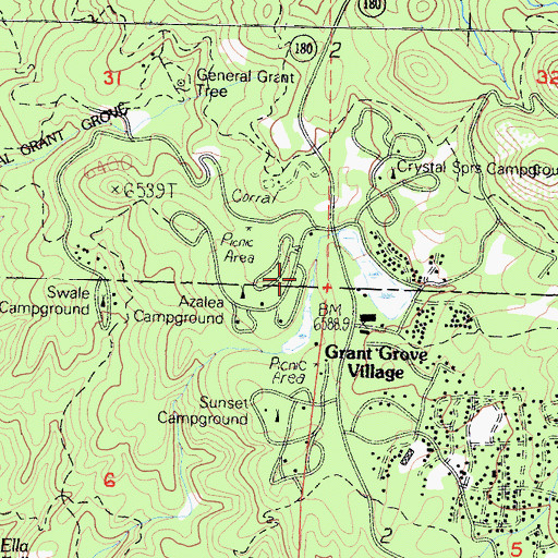 Topographic Map of Azalea Campground, CA