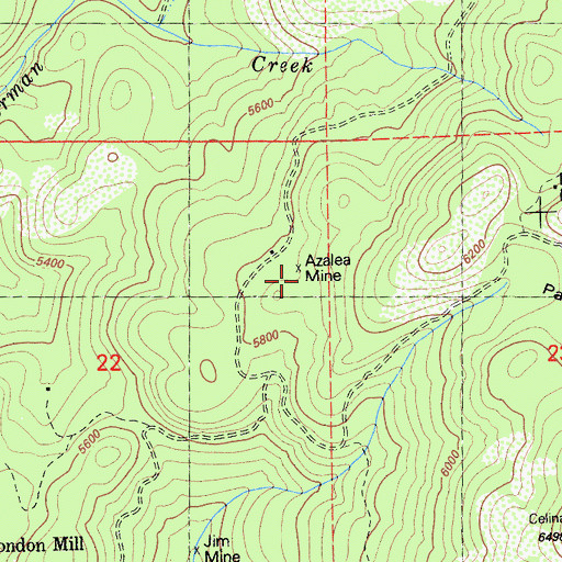 Topographic Map of Azalea Mine, CA