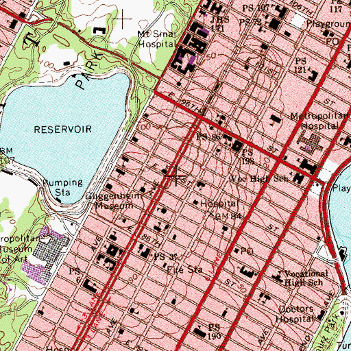 Topographic Map of Carnegie Hill, NY