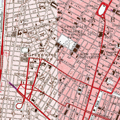 Topographic Map of Bleecker Street Cinemas (historical), NY