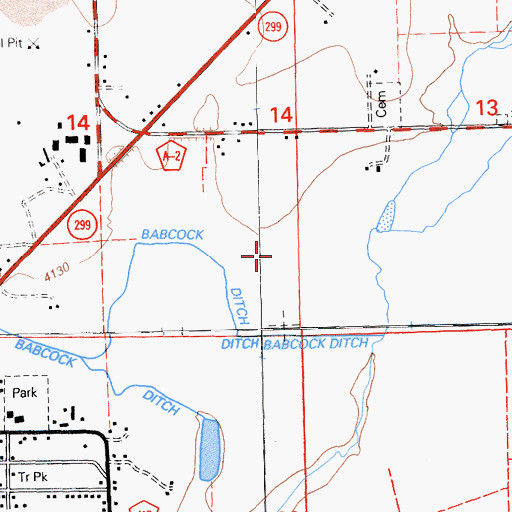 Topographic Map of Babcock Ditch, CA
