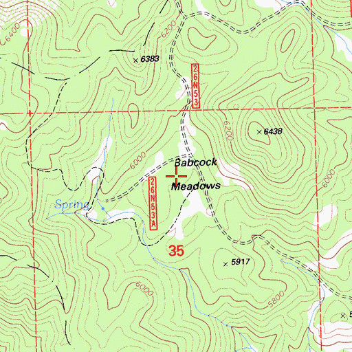 Topographic Map of Babcock Meadows, CA