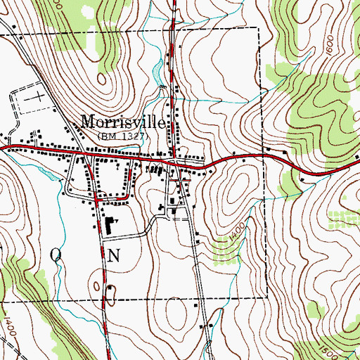 Topographic Map of East Hall, NY