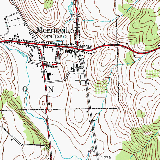 Topographic Map of Cayuga Hall, NY