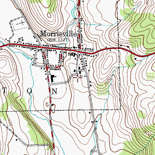 Topographic Map of Seneca Hall, NY