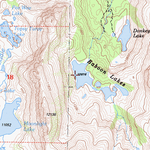 Topographic Map of Baboon Lakes, CA