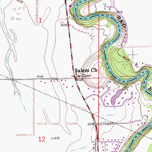 Topographic Map of Salem Lutheran Cemetery, ND