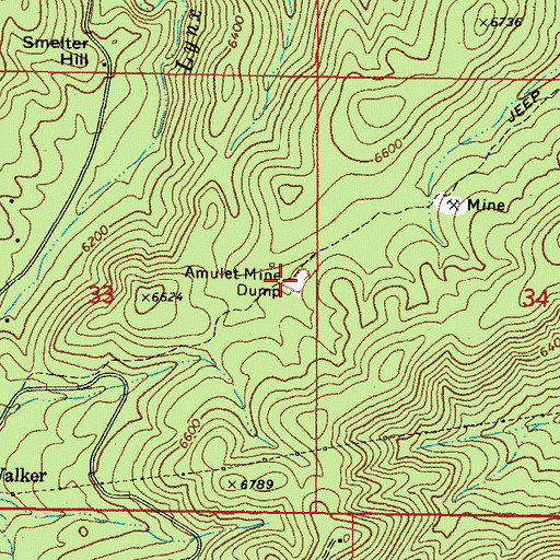 Topographic Map of Amulet Mine Dump, AZ