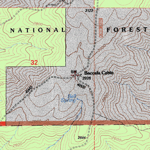Topographic Map of Baccala Cabin, CA