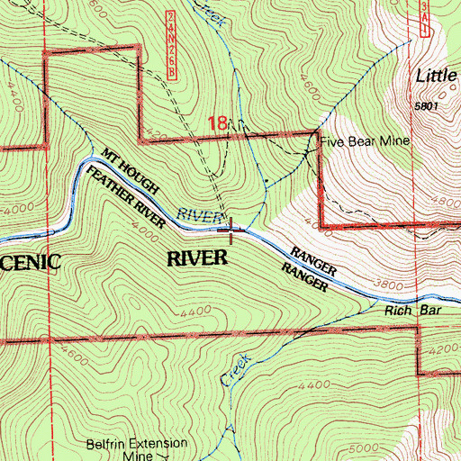 Topographic Map of Bachs Creek, CA