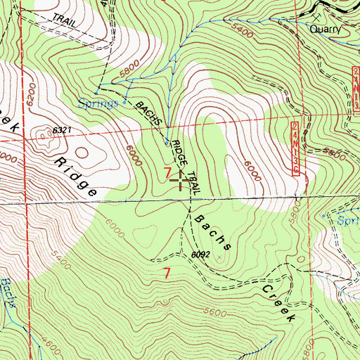Topographic Map of Bachs Ridge Trail, CA